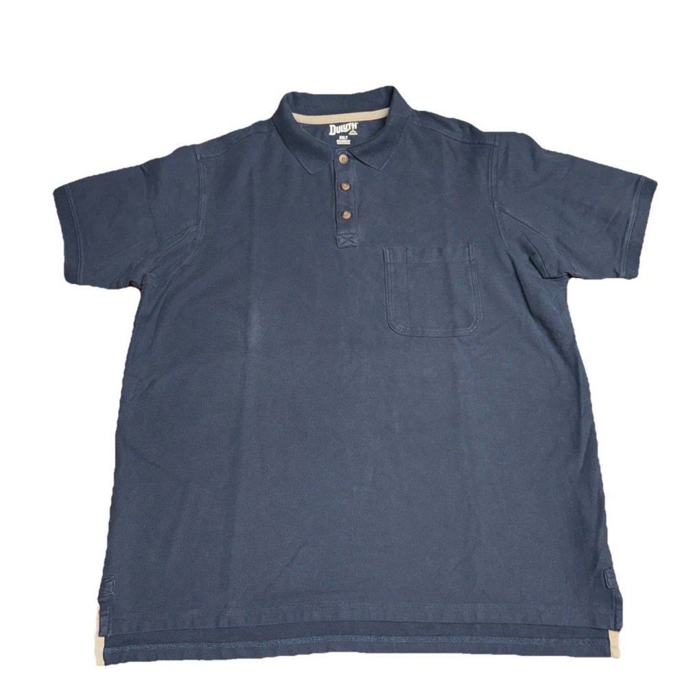 Duluth Trading Co Polo Shirt Mens 2XLT Relaxed Fit Pocket Cotton Workwear Blue